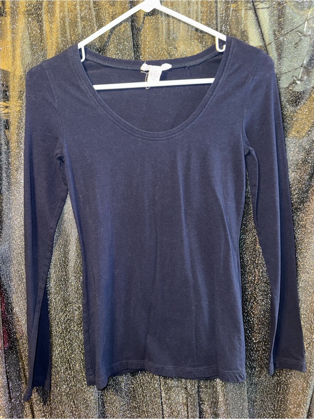 Forever 21 Navy Long Sleeve Scoop Neck Top